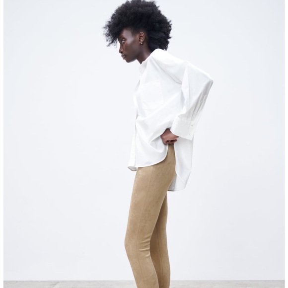 NWT faux suede legging skinny pants | Zara cropped work pants size xs - Picture 4 of 7